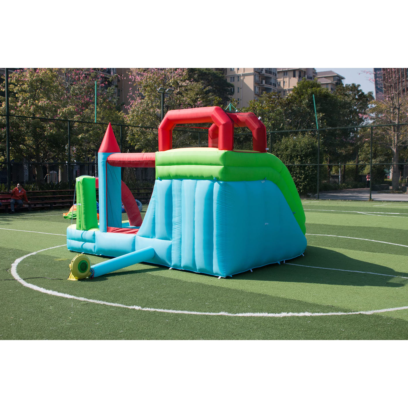 HIJOFUN Inflatable Water Slide for Kids and Adults,6-in-1 Bounce House with Waterslide Park,Air Blower,Deep Pool,Splash Pool,Water Cannon,Climbing Wall and Jumping Bouncer for Backyard Outdoor