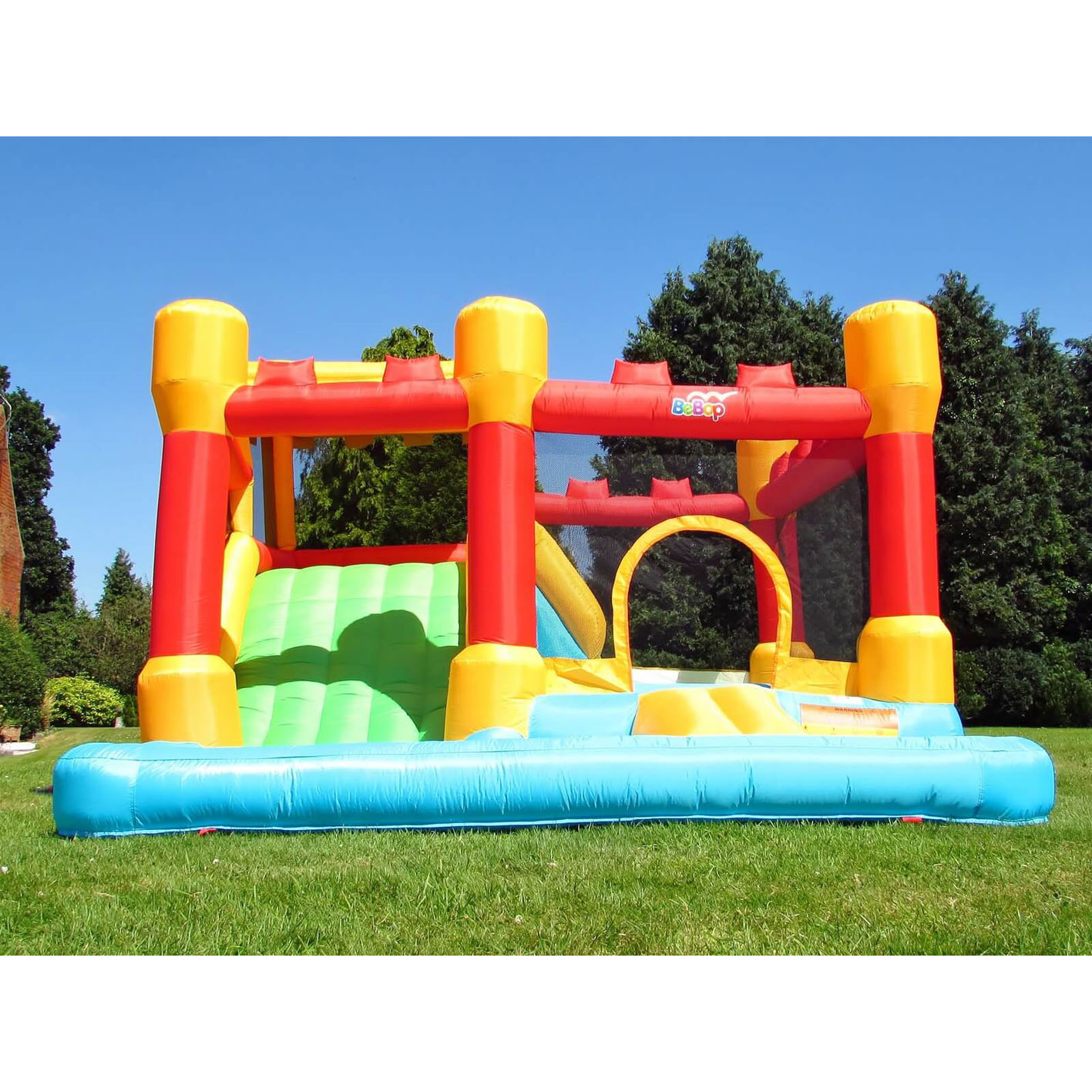 The BeBop Fortress needs no introduction. Attach the water tubing supplied and turn this bouncy castle and slide into a wild water park in a matter of minutes. The lifting drawbridge is a great addition to this all year round favourite.    - Bouncy c