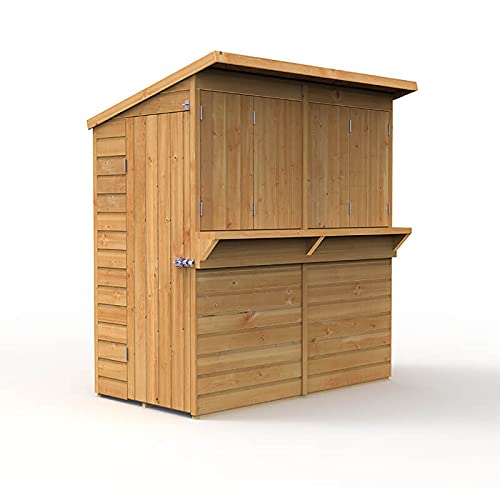 Outdoor Garden Bar, 6' x 3' Forest Wooden Shiplap Pent Garden Bar