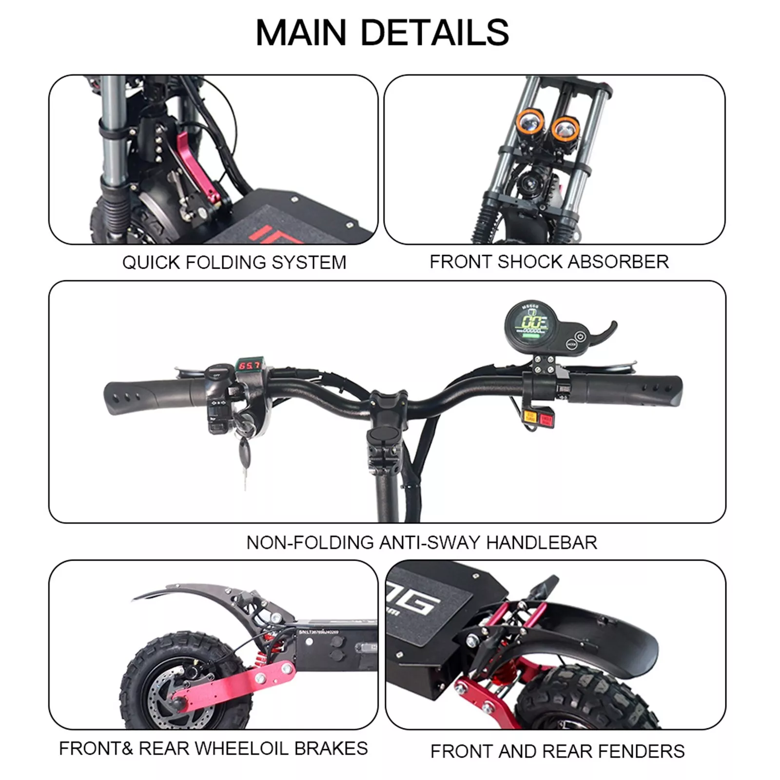 5600w Electric Scooter 60v Adult Dual Motor Fast Speed 11inch Off Road Tires