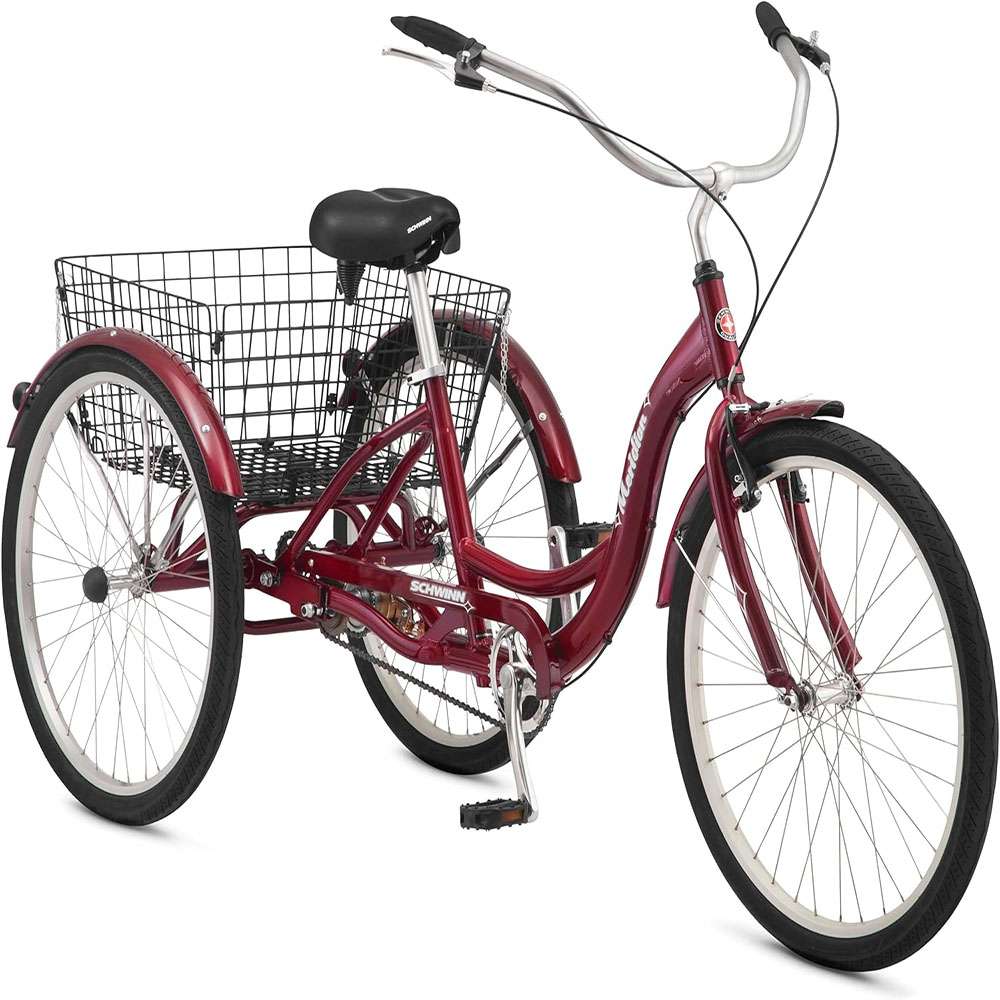 Schwinn Meridian Adult Tricycle, 24 or 26-Inch Wheel Options, Low Step-Through Aluminum Frame