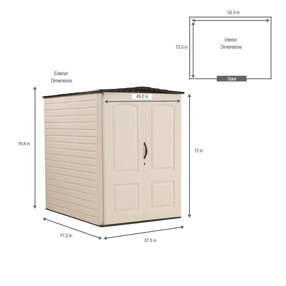 【Storage Shed】Large Plastic Vertical Resin Weather Resistant Storage Shed, 5x6 Ft, Sandstone