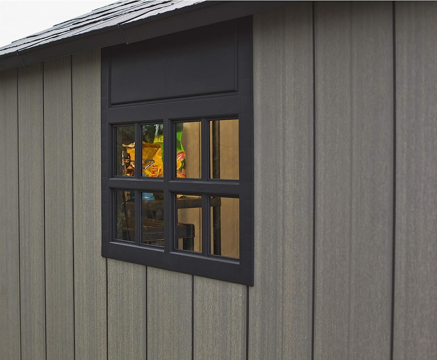 Keter Newton Outdoor Plastic Garden Storage Shed, Brown, 7.5 x 7 feet