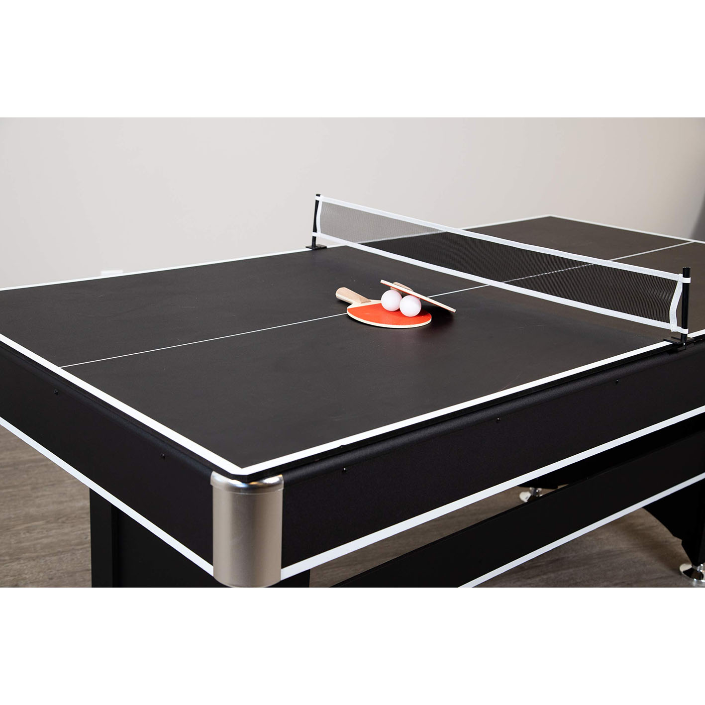Hathaway Spartan 6-Ft Pool & Table Tennis Multigame Table for Family Recreation Game Rooms with Red Felt Playing Surface, All Accessories Included - Black Finish, 72