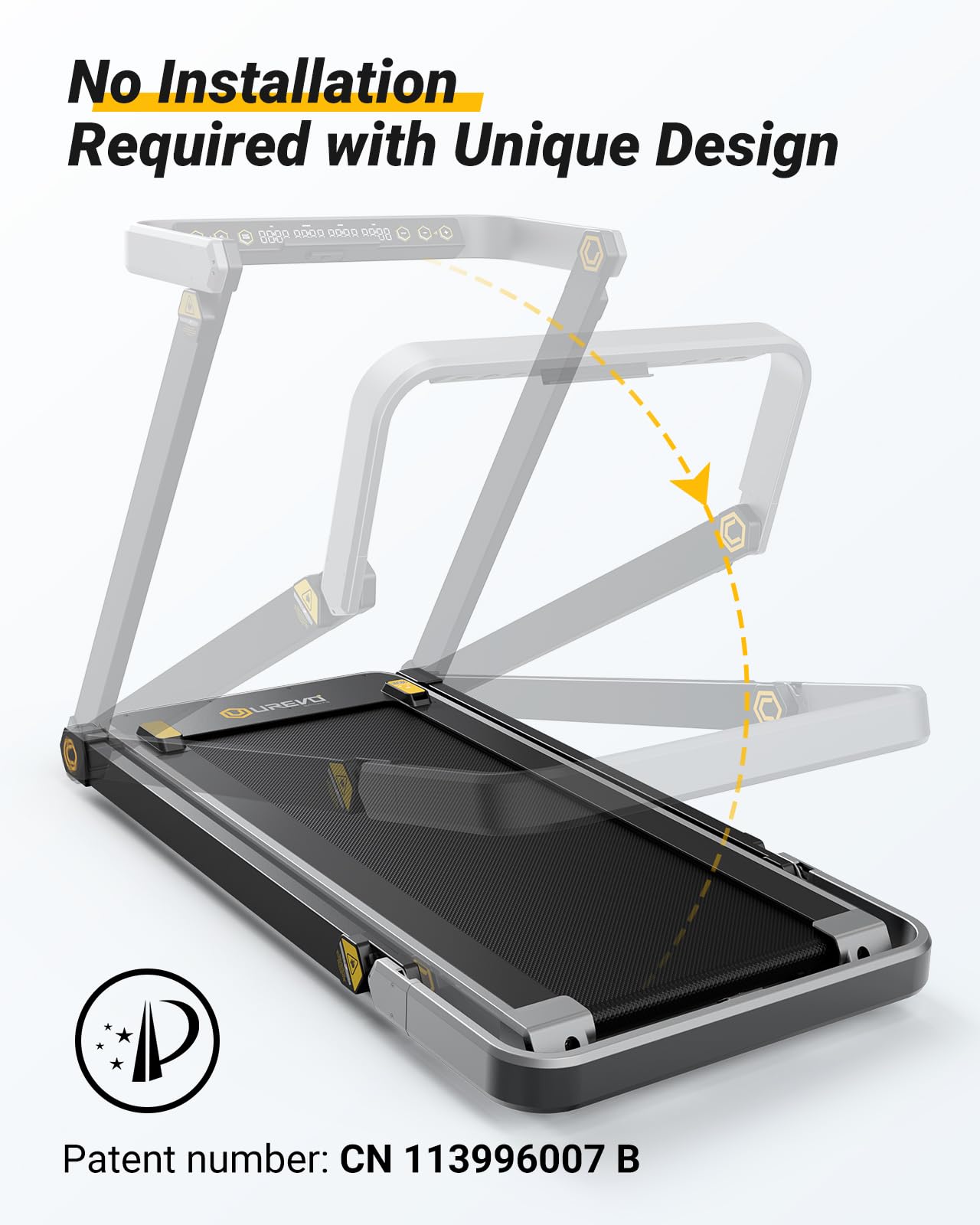 UREVO Treadmill with Desk, 3 in 1 Foldable Treadmill with Removable Desk, Install Free Under Desk Treadmill, 3HP Powerful Walking Treadmill for Office with Remote and 2s Folding